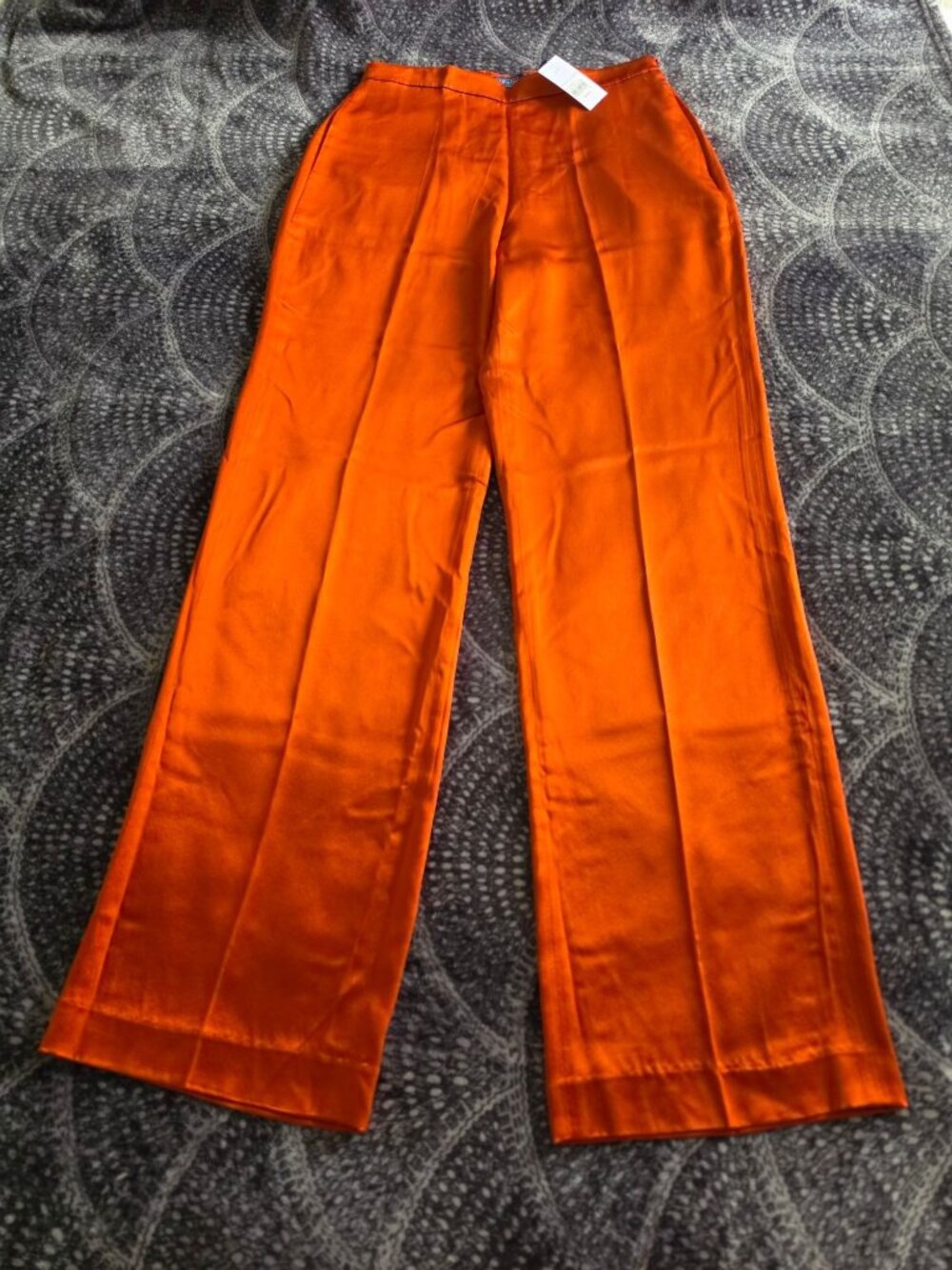 Polo Ralph Lauren Womens Orange/Shedron Pure mulberry Silk Pants Size 2 - Picture 1 of 16